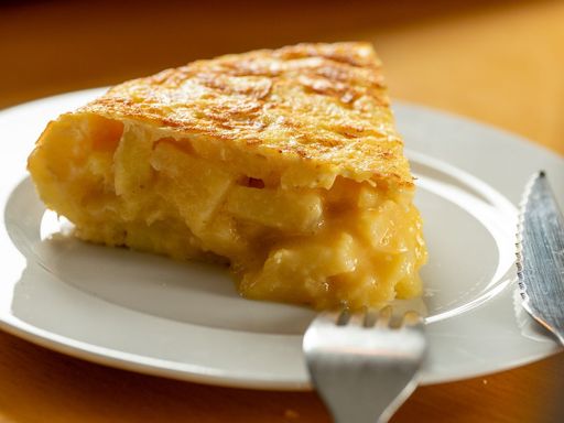 Slice of Spanish potato omelette (tortilla)