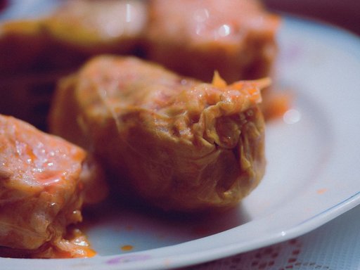 Close-up of traditional stuffed cabbage rolls on a plate