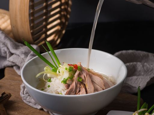 Authentic Ph? G? with rice noodles and chicken.