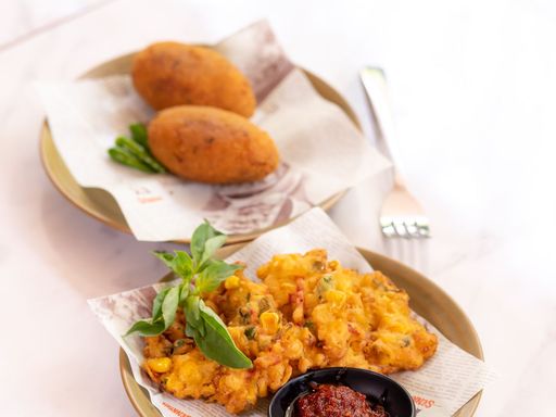 Indonesian corn fritters with sambal